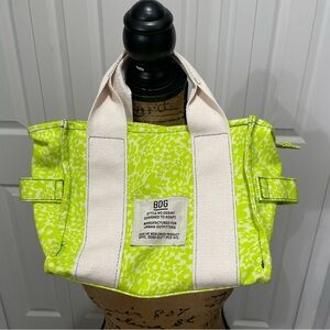 BDG by Urban Outfitters Lime Green and Cream Small Canvas Tote Bag